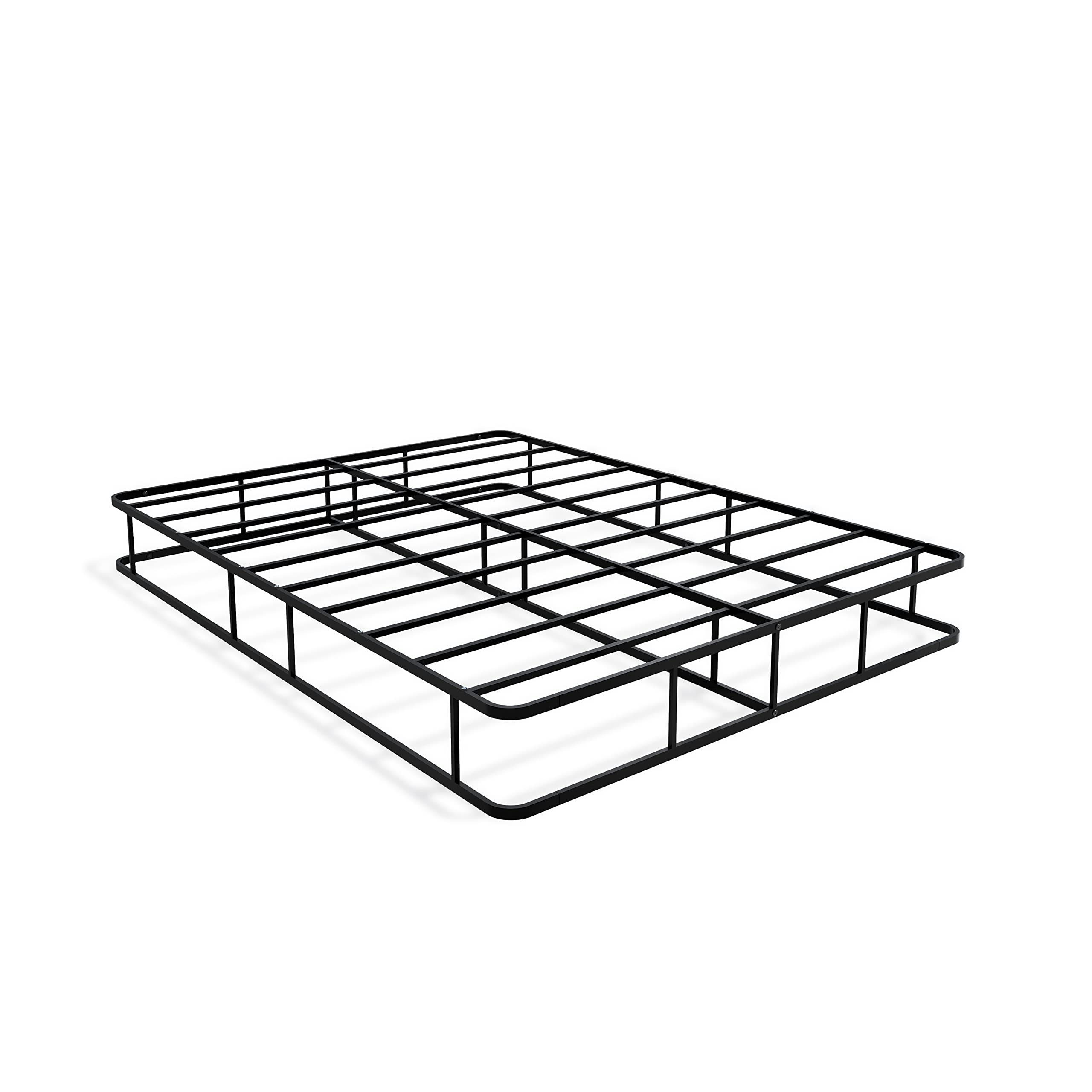 East West Furniture DHQBBLK Dothan Queen Bed Frame with Luxurious Style Headboard and Footboard Metal Frame in Powder Coating Black